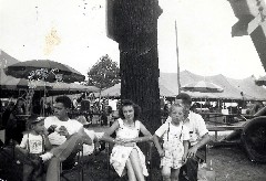 Dan, Bruce, Julia (Judy) Kish Dorrough; Tony, Omer Sayger 1948; Group Photos